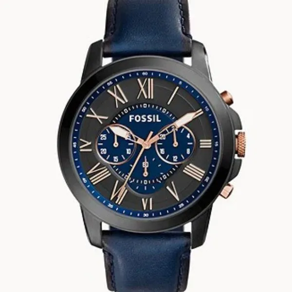 fossil leather chronograph